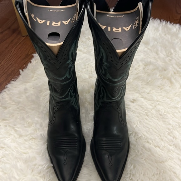 Ariat Heritage Vintage X Toe Black / Green Western Boots - #10005918 - Sz 8 B - Picture 3 of 8